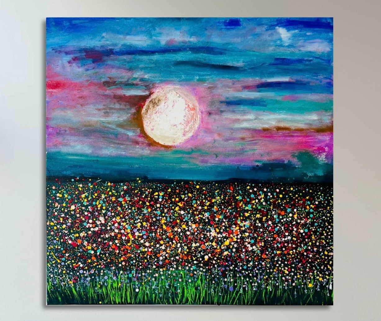 Moonlight Meadow, original acrylic painting