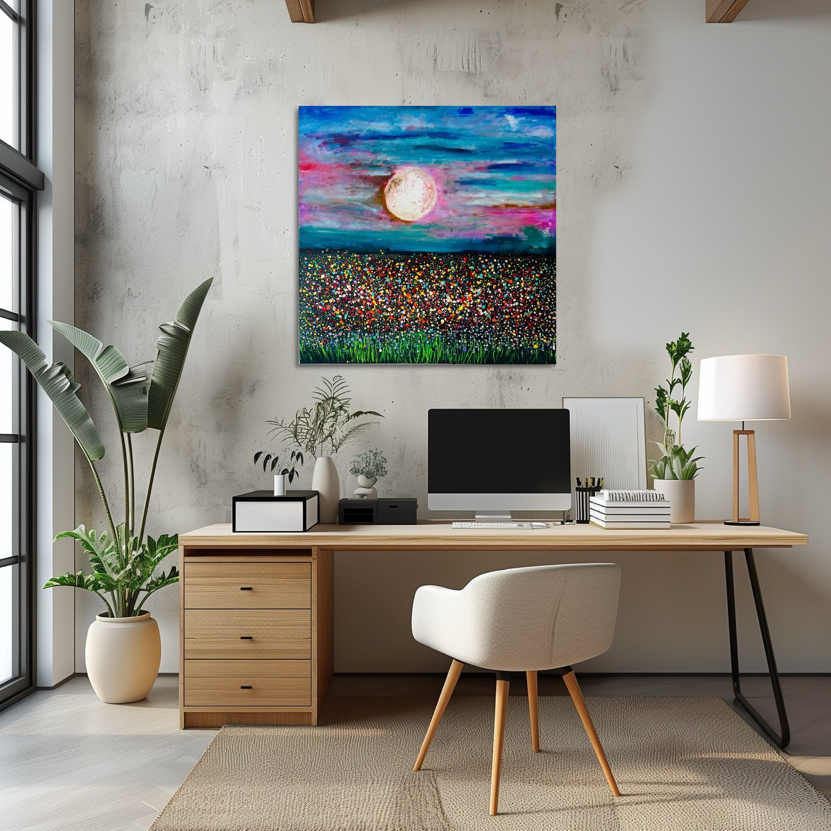 Moonlight Meadow, original acrylic painting