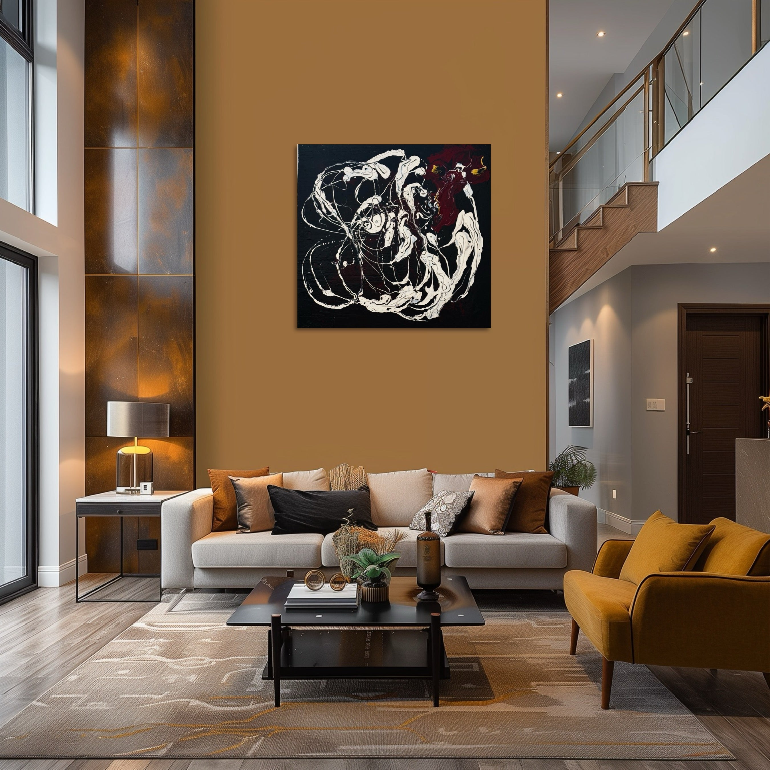 Obsidian Bloom – An Abstract Floral Reverie original acrylic painting