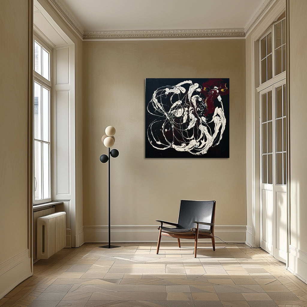 Obsidian Bloom – An Abstract Floral Reverie original acrylic painting