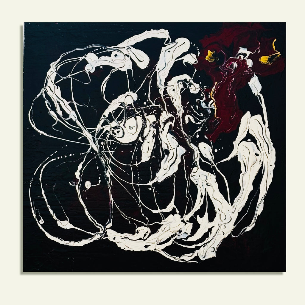 Obsidian Bloom – An Abstract Floral Reverie original acrylic painting