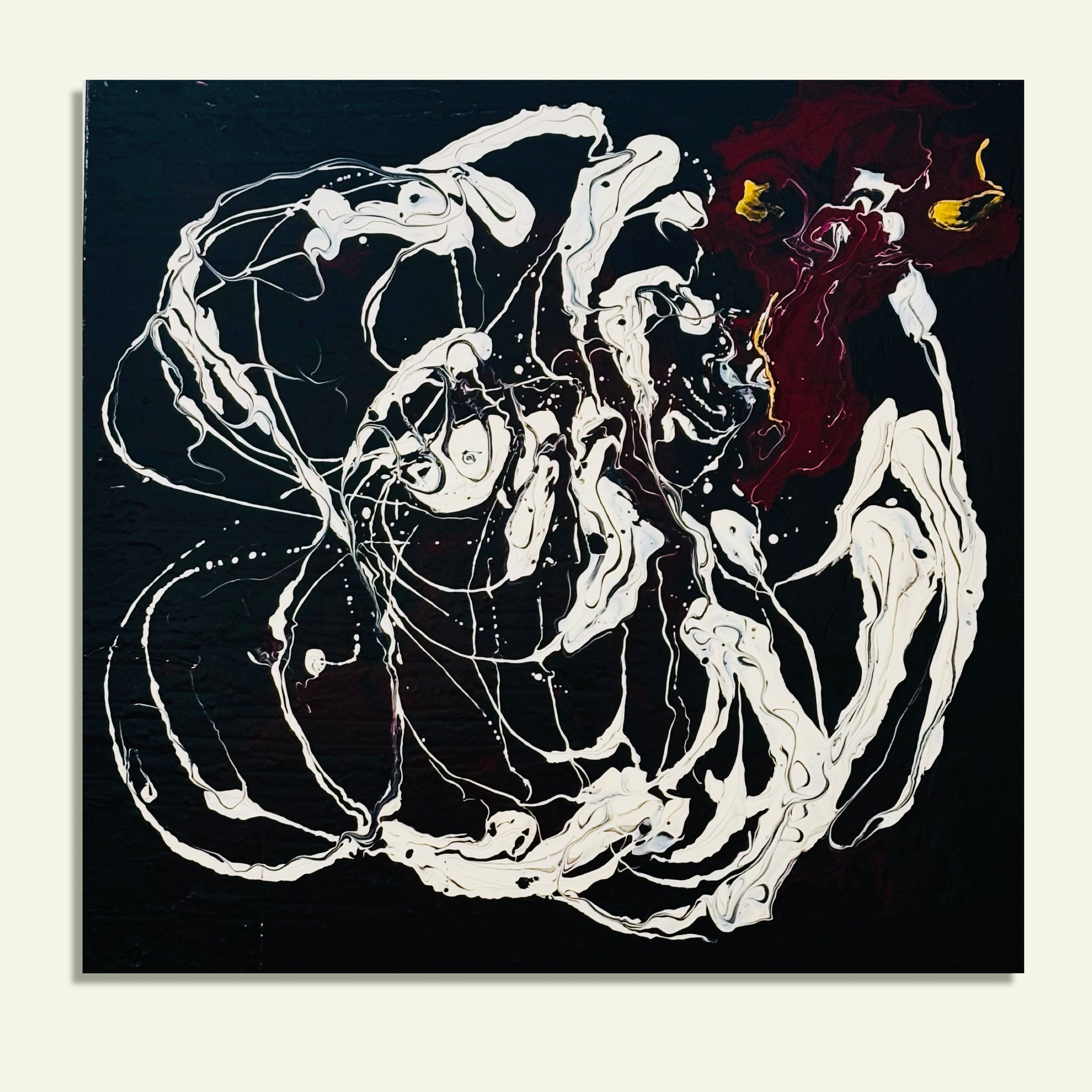 Obsidian Bloom – An Abstract Floral Reverie original acrylic painting
