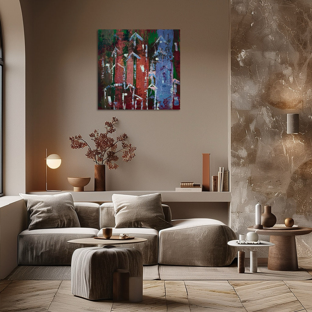 RISE OF CITIES- original acrylic textured painting