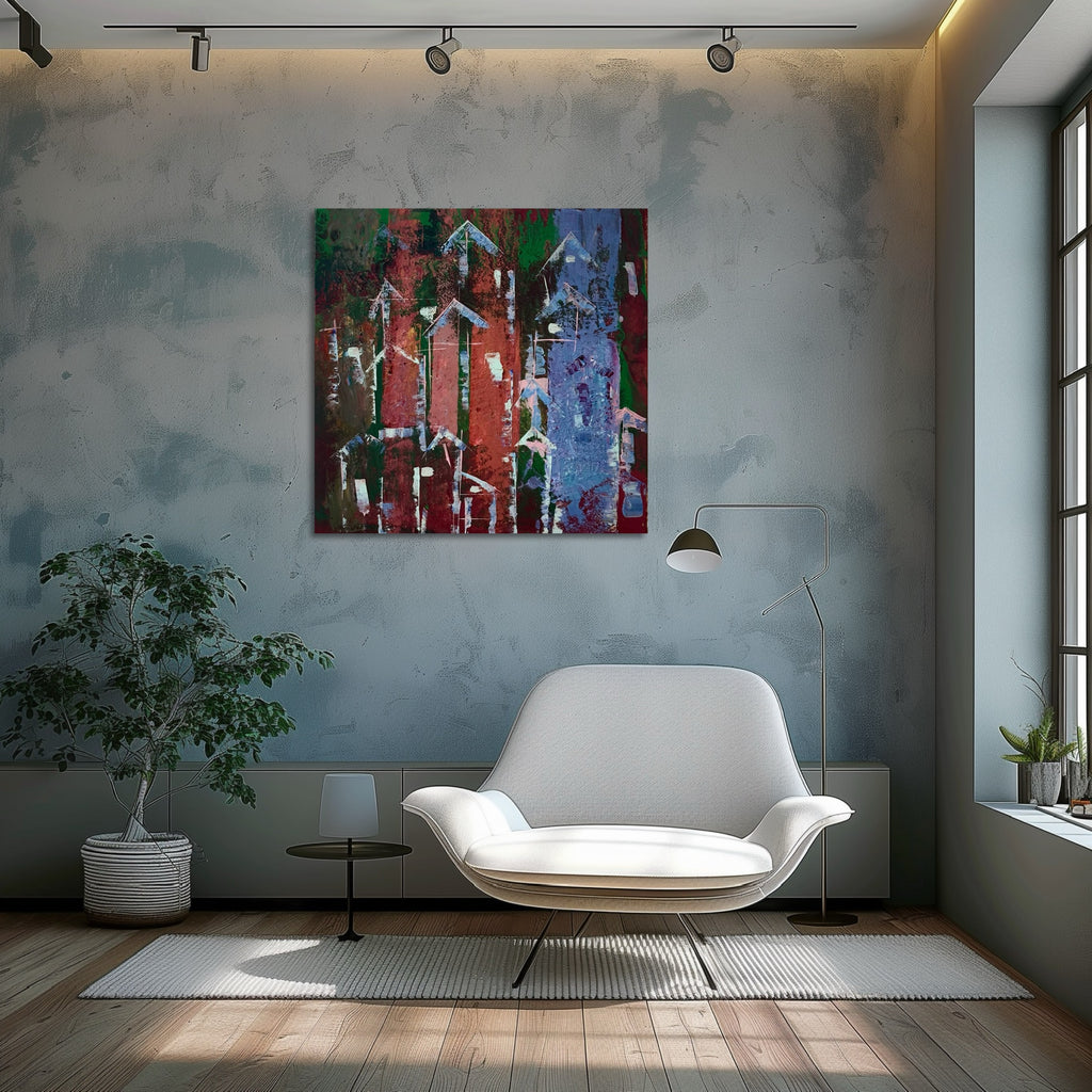 RISE OF CITIES- original acrylic textured painting