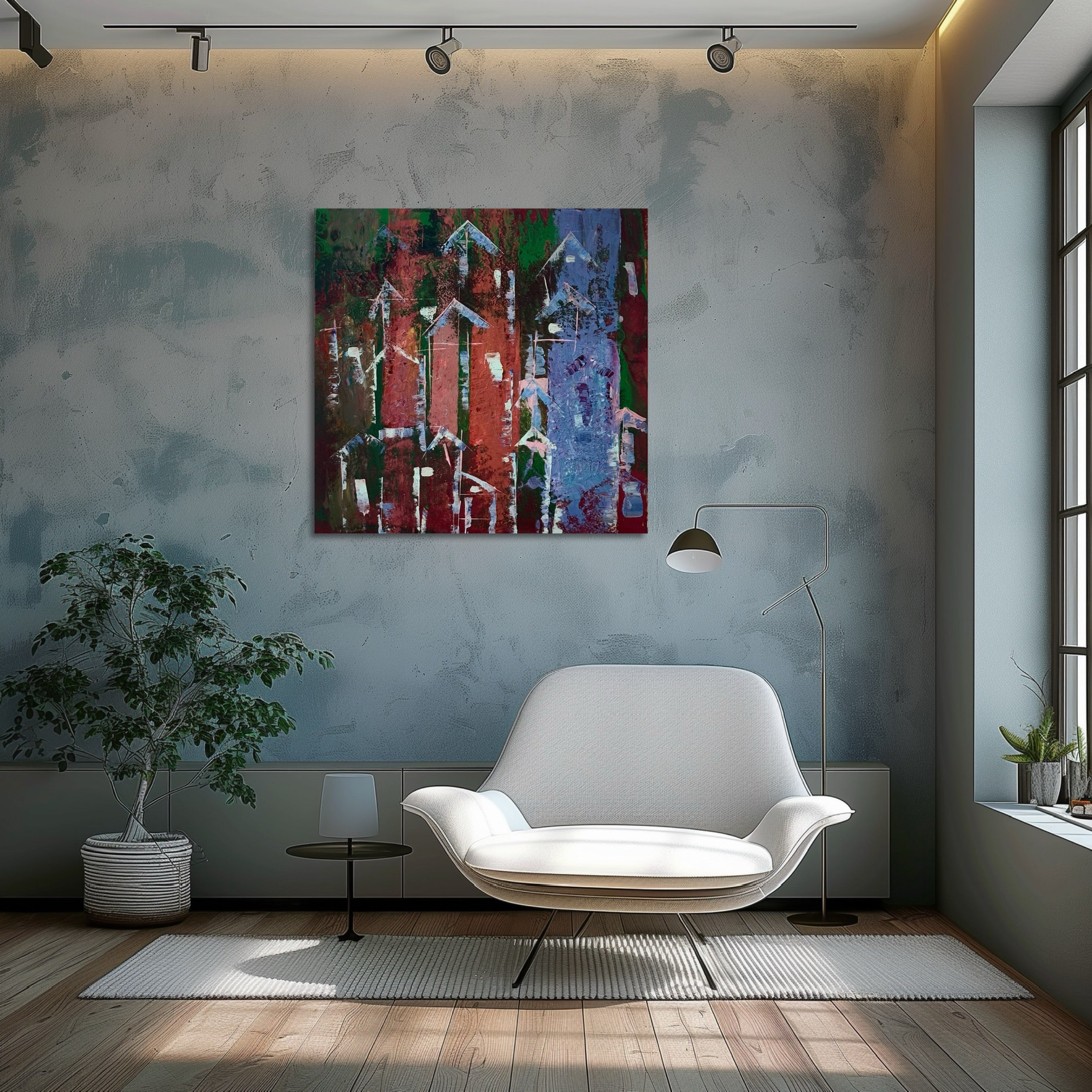 RISE OF CITIES- original acrylic textured painting