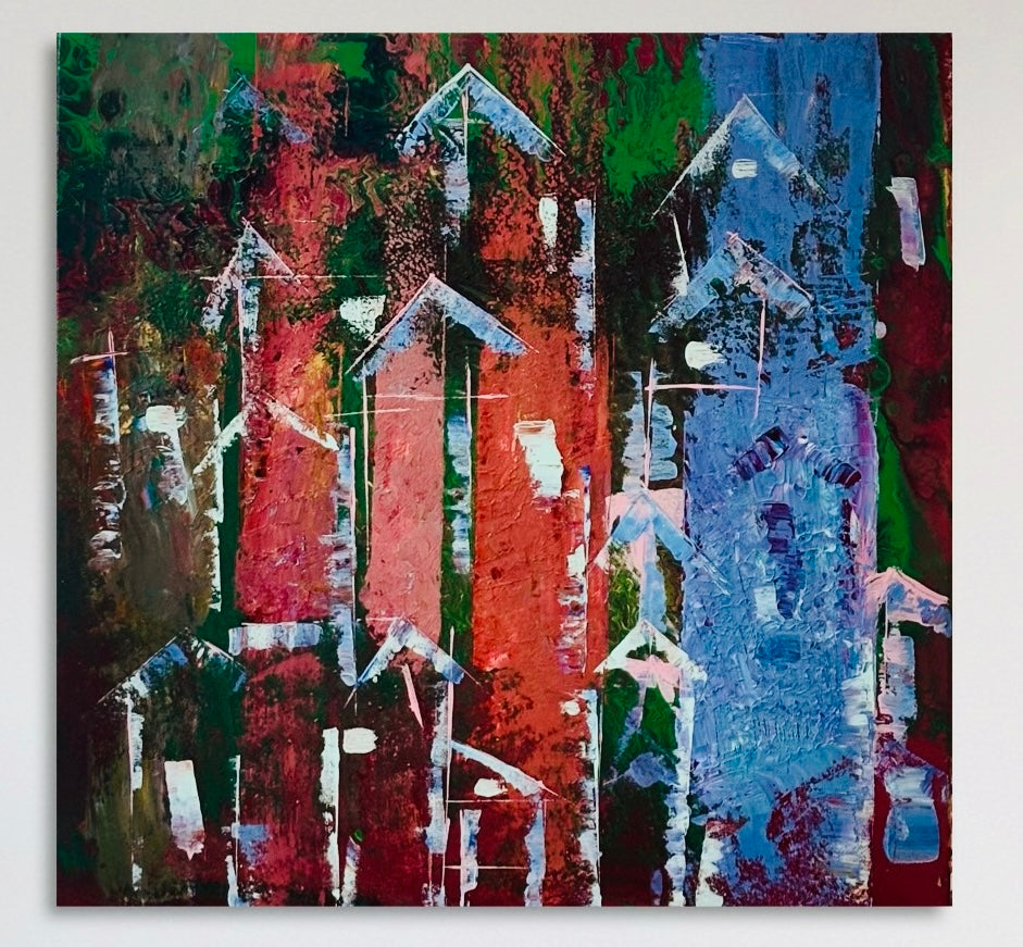 RISE OF CITIES- original acrylic textured painting