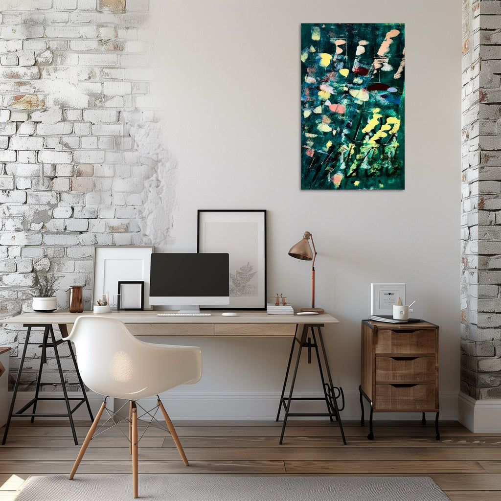 EMERALD ECHOES, original acrylic painting