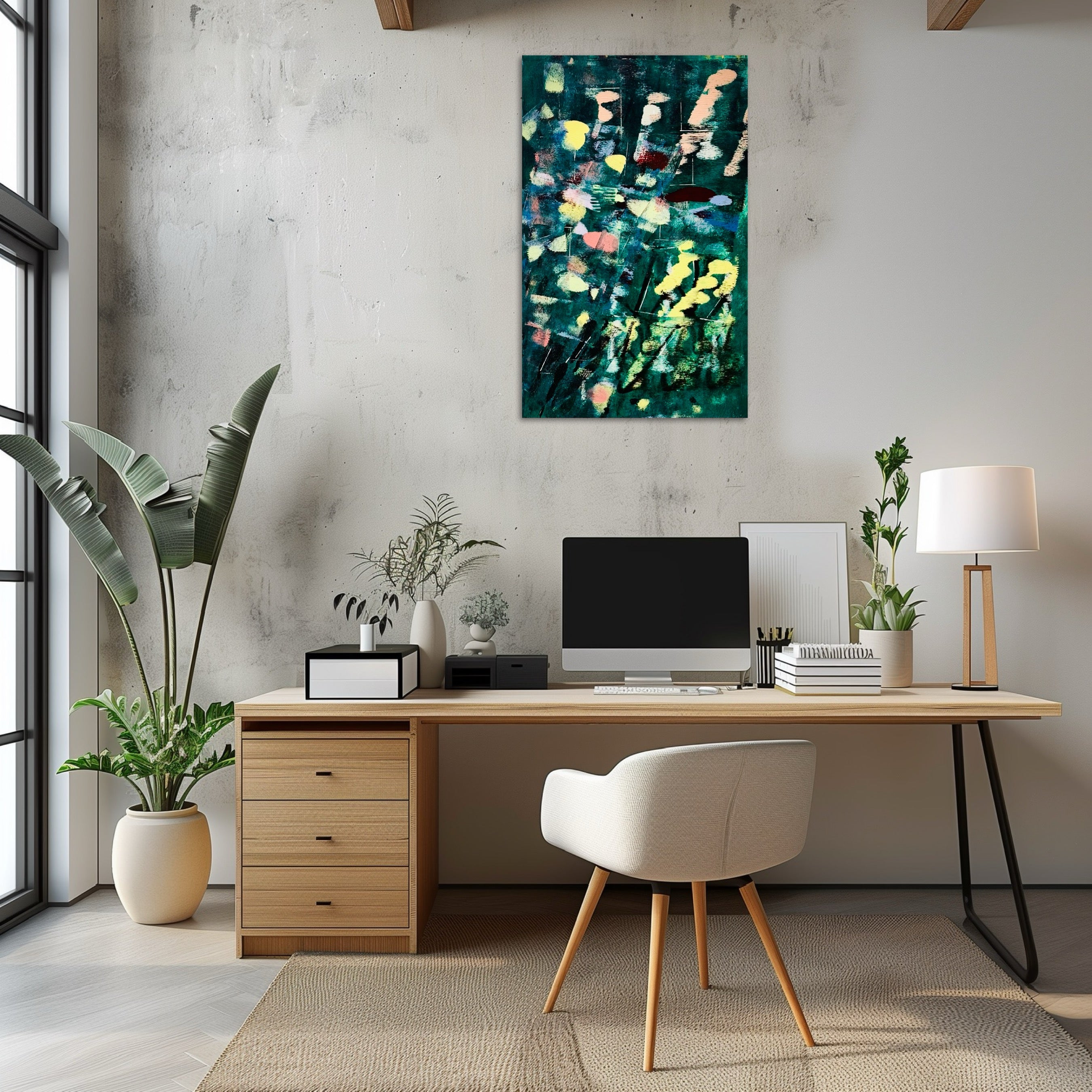 EMERALD ECHOES, original acrylic painting