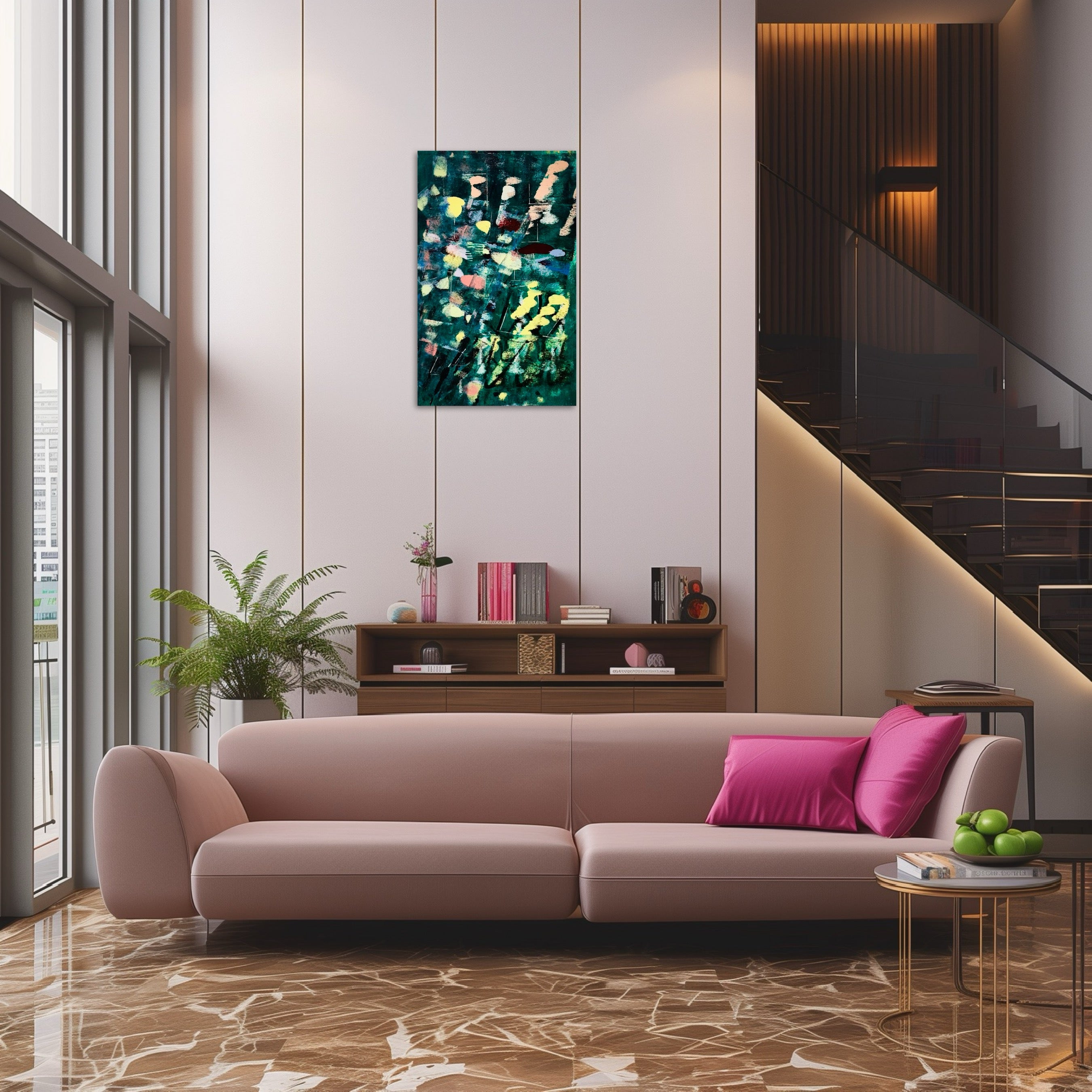 EMERALD ECHOES, original acrylic painting