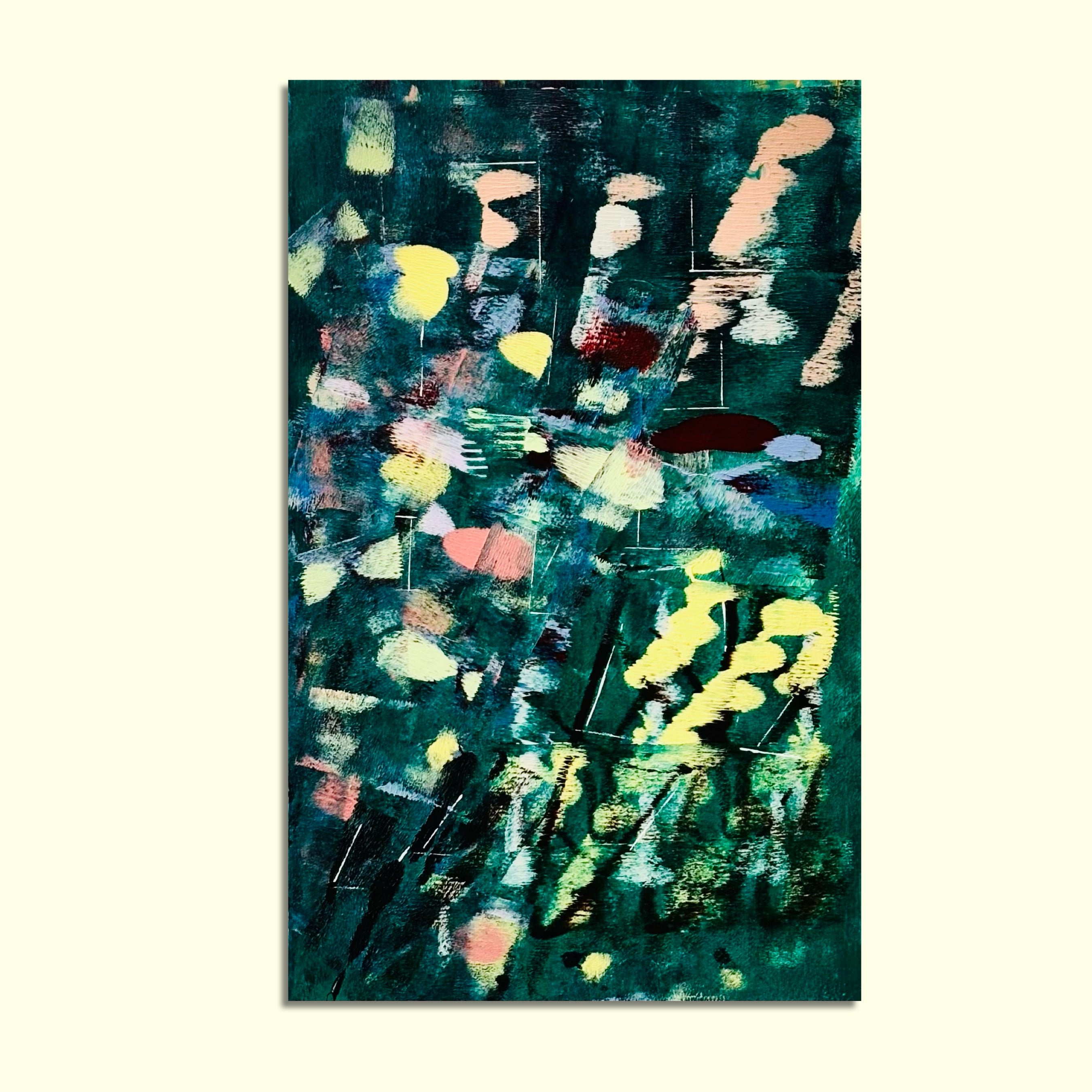 EMERALD ECHOES, original acrylic painting