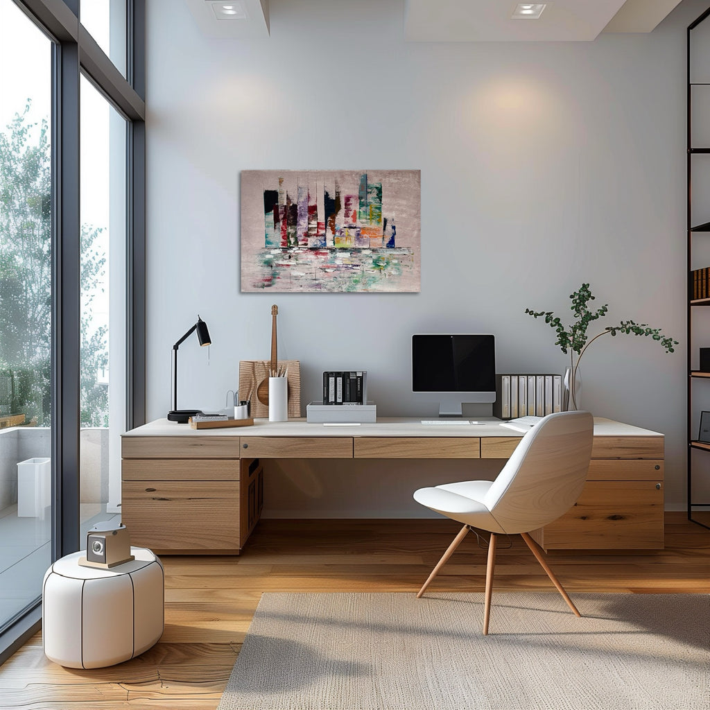 Urban Reflections – Modern City Harmony original acrylic painting