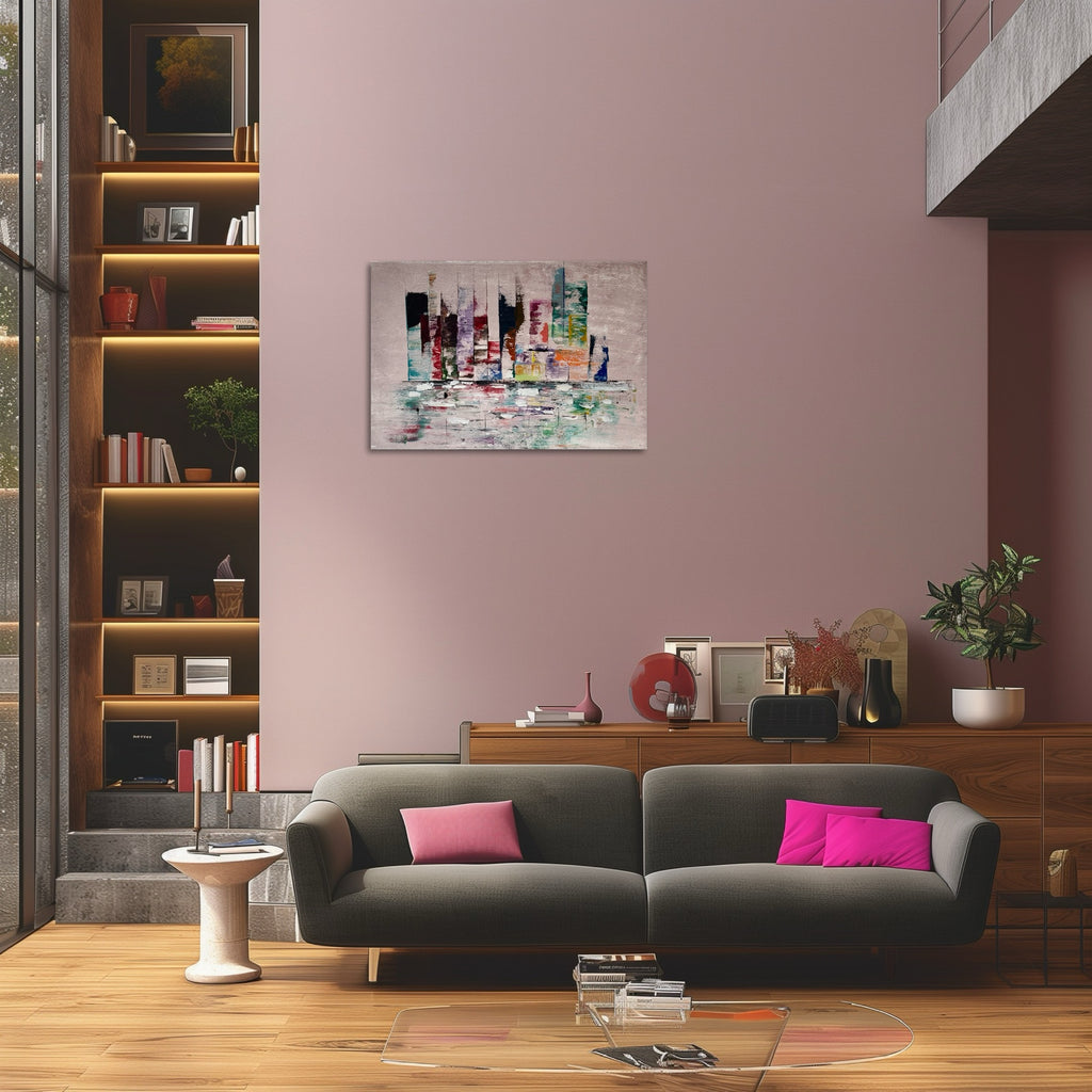 Urban Reflections – Modern City Harmony original acrylic painting
