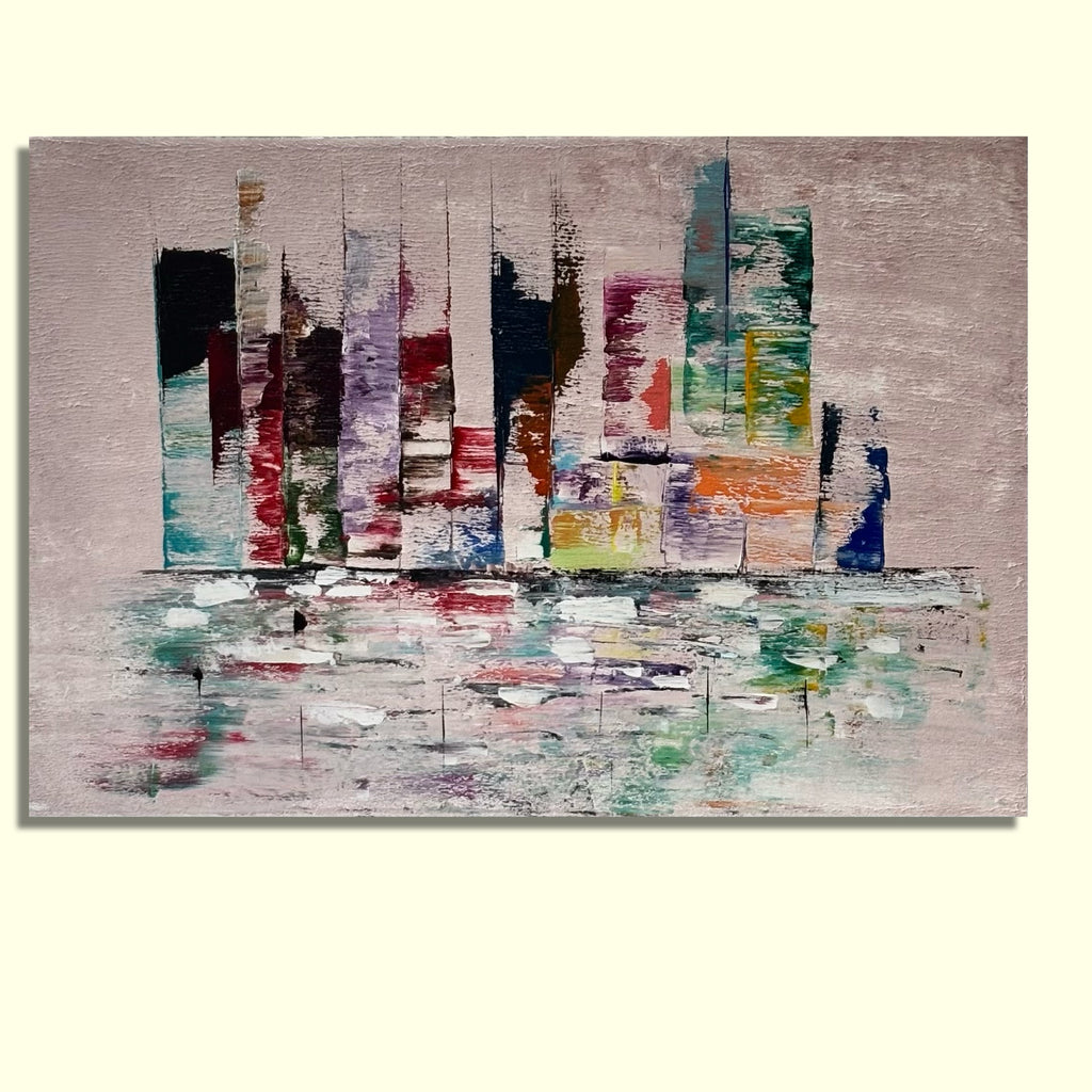 Urban Reflections – Modern City Harmony original acrylic painting