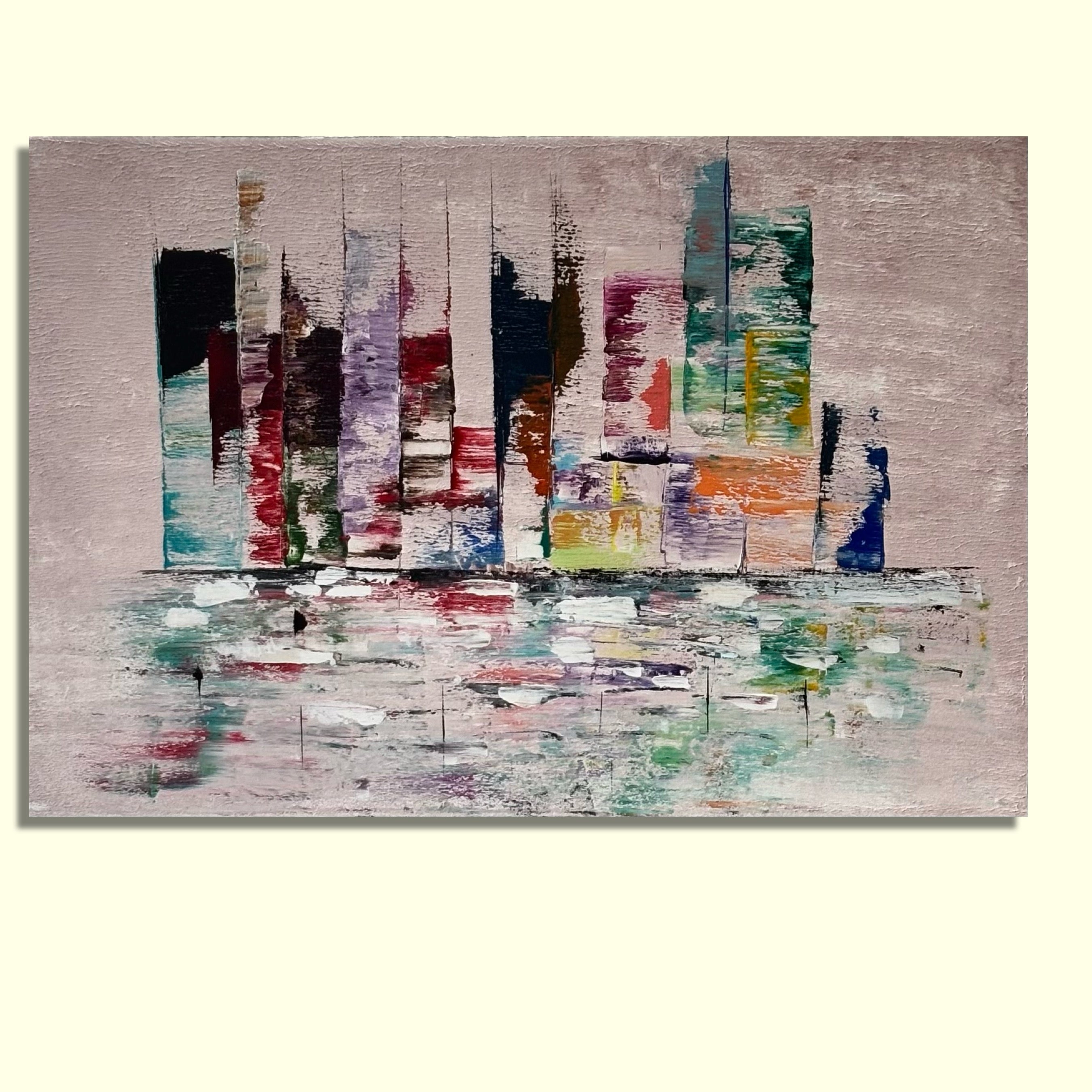 Urban Reflections – Modern City Harmony original acrylic painting
