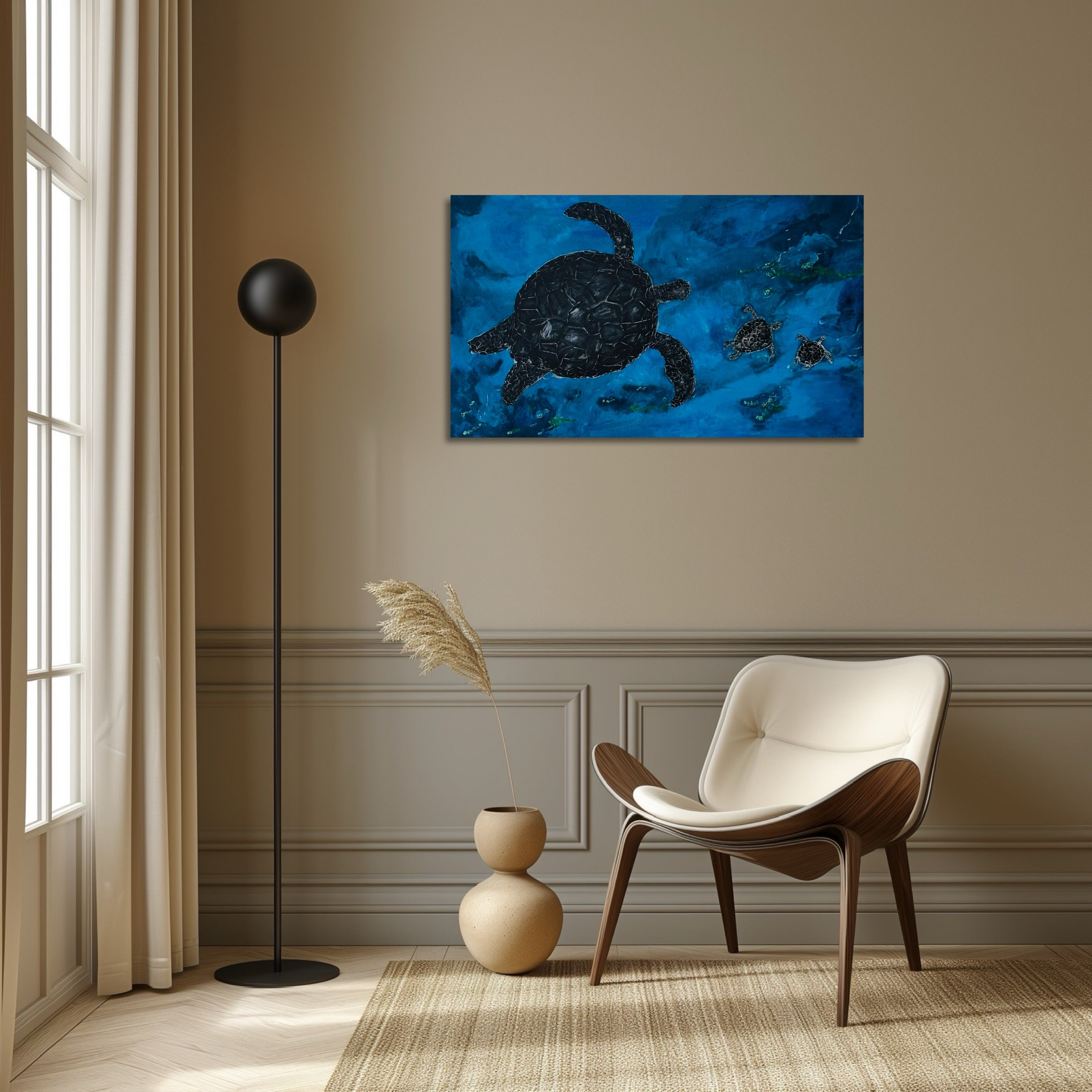 JOURNEY OF THE BLUE GUARDIANS, Original acrylic painting
