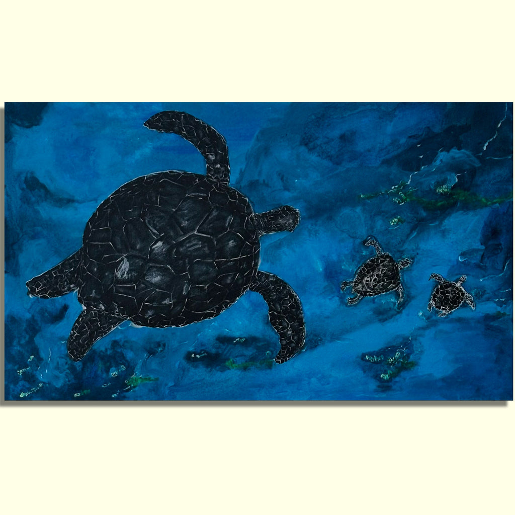 JOURNEY OF THE BLUE GUARDIANS, Original acrylic painting