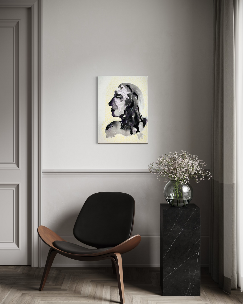 Silent contemplation original acrylic painting